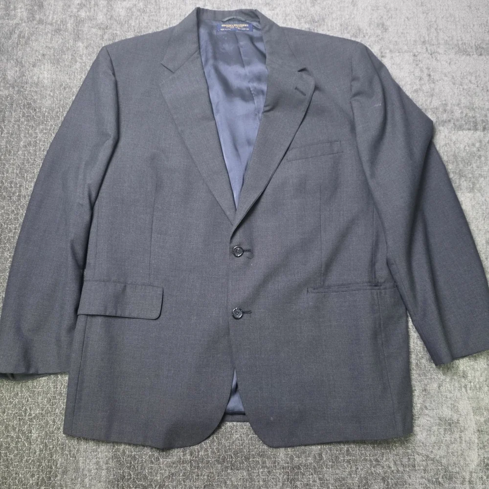 Vintage Brooks Brothers Jacket Mens 46 R Navy Blue Blazer Suit Dress Made In USA